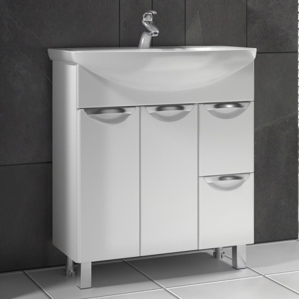 Тумба с раковиной Vigo Callao 80 2 дверцы, 2 ящика + Смеситель для раковины MEGA Ege MG-PL02 хром