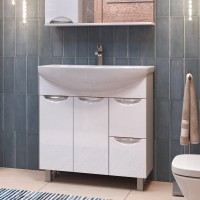 Тумба с раковиной Vigo Callao 80 2 дверцы, 2 ящика + Смеситель для раковины MEGA Ege MG-PL02 хром