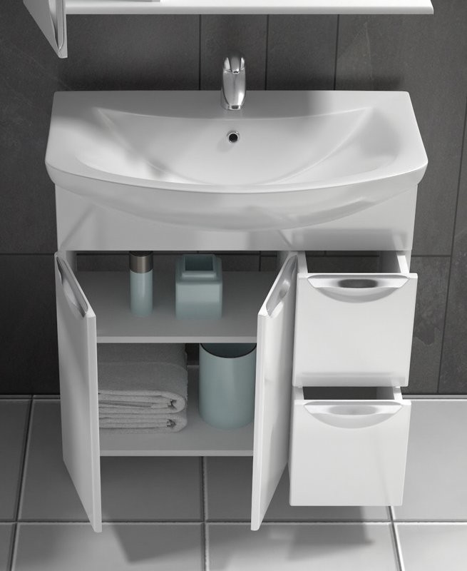 Тумба с раковиной Vigo Callao 80 2 дверцы, 2 ящика + Смеситель для раковины MEGA Ege MG-PL02 хром