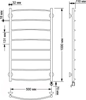 Полотенцесушитель электрический Secado Милан 1 105x55 см, подключение справа, бронза, лесенка, латунь