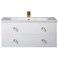 Тумба с раковиной Armadi Art NeoArt 100 white с ручками Crystal золото Тумба с раковиной Armadi Art NeoArt 100 white с ручками Crystal золото