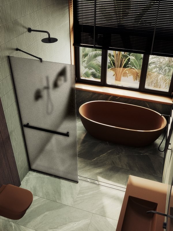 Душевая перегородка Maybahglass MGD-716-6у 119 см, профиль черный, стекло бронза матовое