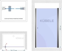 Душевая дверь в нишу Kubele DE020 DE020D601T-MAT-BR- 75х200 75, профиль бронза светлая, стекло матовое