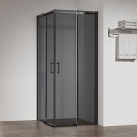 Душевой уголок Veconi Rovigo RV-50B 80х80 см, профиль матовый черный, стекло тонированное
