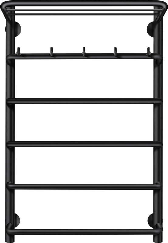 Полотенцесушитель водяной Secado Мерида 1 КСП 80x55 см, матовый черный, лесенка, с полкой