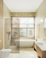 Душевая перегородка Maybahglass MGD-1354-3у 99 см, профиль золото, стекло бронза матовое