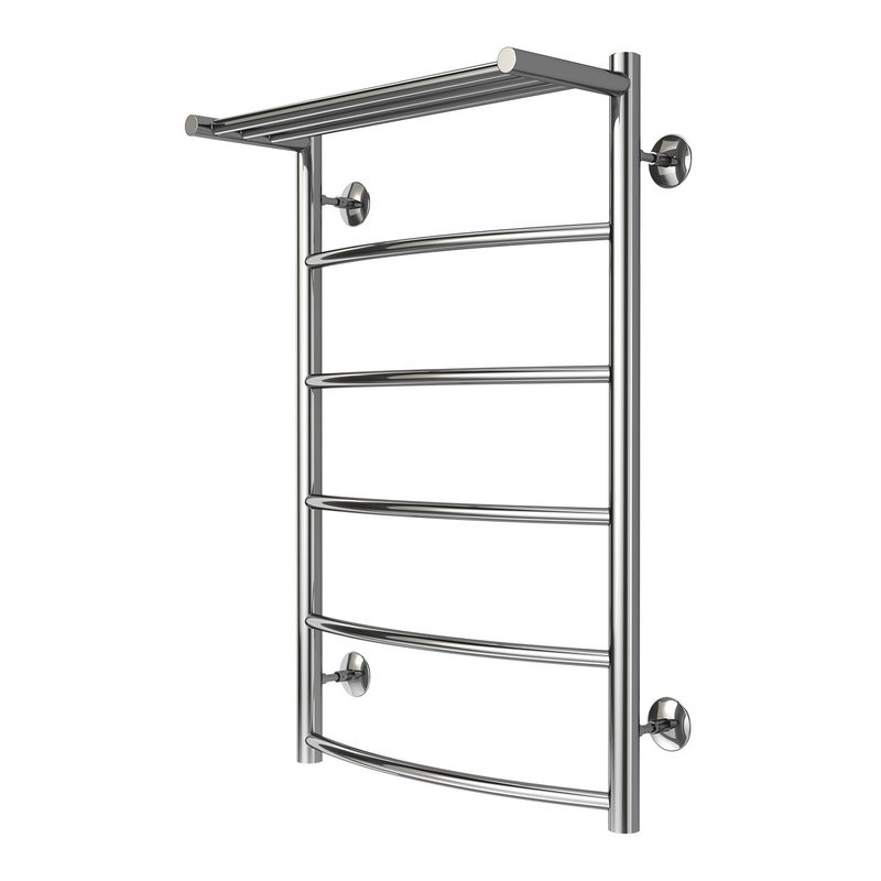 Полотенцесушитель Azario VERONA 500/800 c полкой водяной 5 пер. (1"-1/2" Полированный)