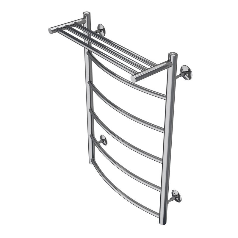 Полотенцесушитель Azario VERONA 500/800 c полкой водяной 5 пер. (1"-1/2" Полированный)