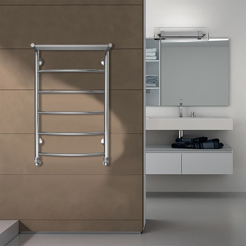 Полотенцесушитель Azario VERONA 500/800 c полкой водяной 5 пер. (1"-1/2" Полированный)