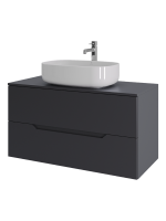Тумба с раковиной Orange Line 100 подвесная, 2 ящика, матовый графит с раковиной B07-540W