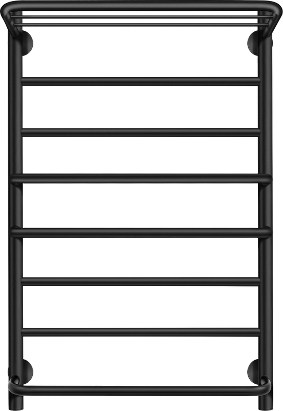 Полотенцесушитель электрический Secado Верона 2 80x50 см, подключение слева, матовый черный, лесенка, с полкой