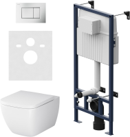 Комплект AM.PM Gem IS70231.901701 FlashClean с сиденьем микролифт, кнопка смыва хром матовая