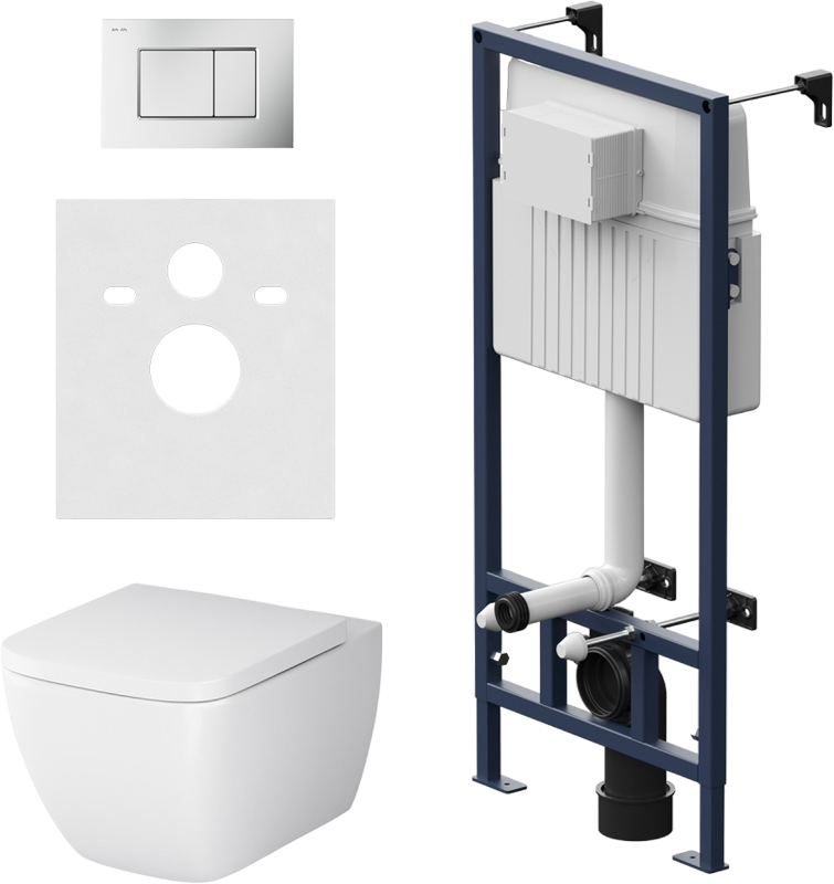 Комплект AM.PM Gem IS70231.901701 FlashClean с сиденьем микролифт, кнопка смыва хром матовая