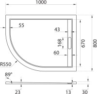 Поддон для душа Cezares TRAY-AS-RH-100/80-30-W-R 100x80 R, с сифоном, белый