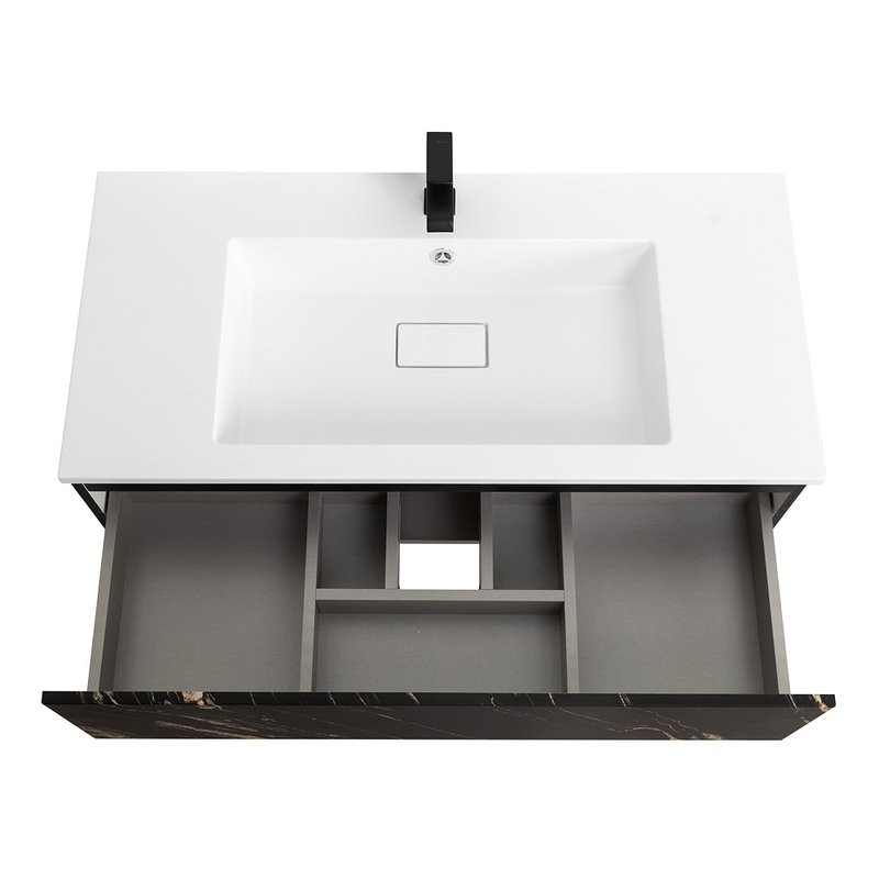 Тумба под раковину Cezares Slider 100 подвесная, 1 выкатной ящик, черный фьюжн