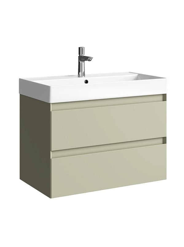Тумба под раковину без столешницы Aqwella 5 stars Geometria 80 подвесная, 2 ящика, шалфей зеленый