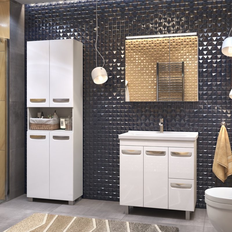 Шкаф Vigo Plaza 600 с бельевой корзиной, белый