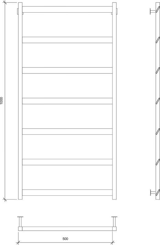 Полотенцесушитель водяной Secado Комано Grado 100х50 100x55 см, черный матовый, лесенка