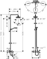 Душевая стойка Hansgrohe Croma 2jet Select S 180 27351400