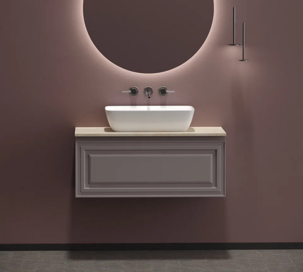 Тумба под раковину со столешницей Sancos Very 100 doha soft, столешница бежевая