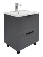 Тумба с раковиной Comforty Лима 60Н2 напольная, 2 ящика, антрацит