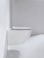 Унитаз подвесной beWash Lusso BKWHR004550 безободковый, с микролифтом, белый глянец