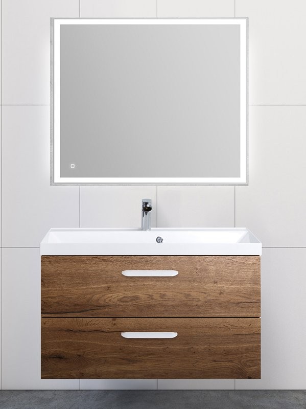 Мебель для ванной комнаты BelBagno Aurora 90 rovere tabacco, ручки белый глянец