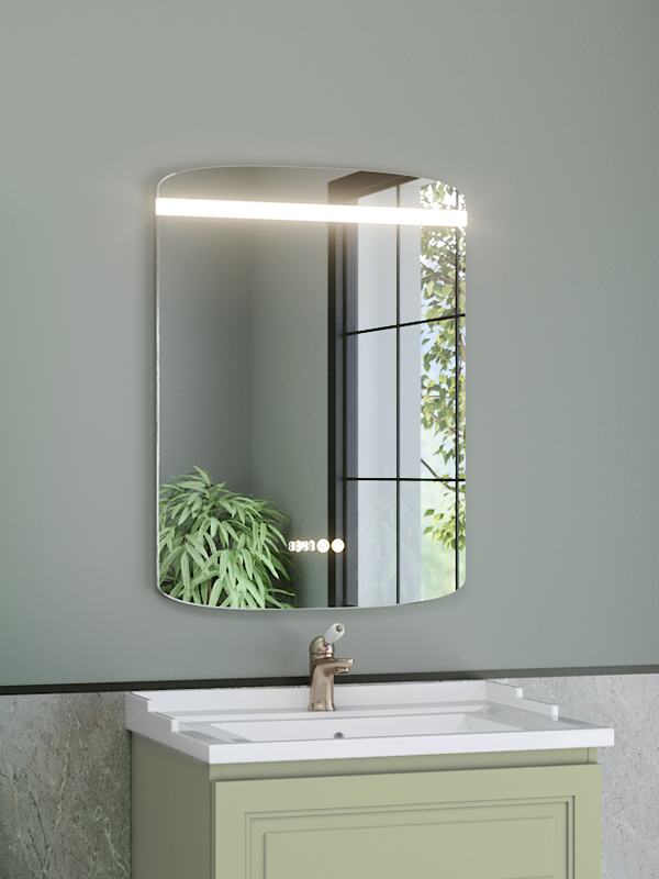 Зеркало Caprigo Софт 60 с подсветкой, подогревом, часами, сенсорный выключатель