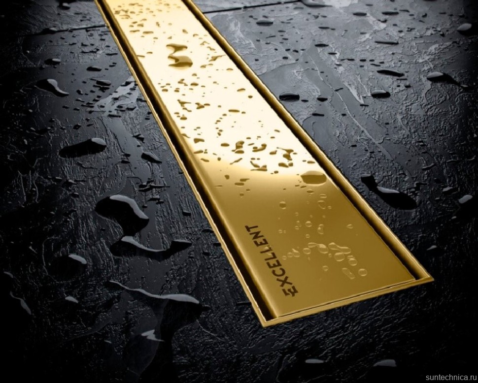 Душевой трап (лоток) Excellent Stilio Gold INEX.1515.800.R.GL 80 см, с декоративной решеткой