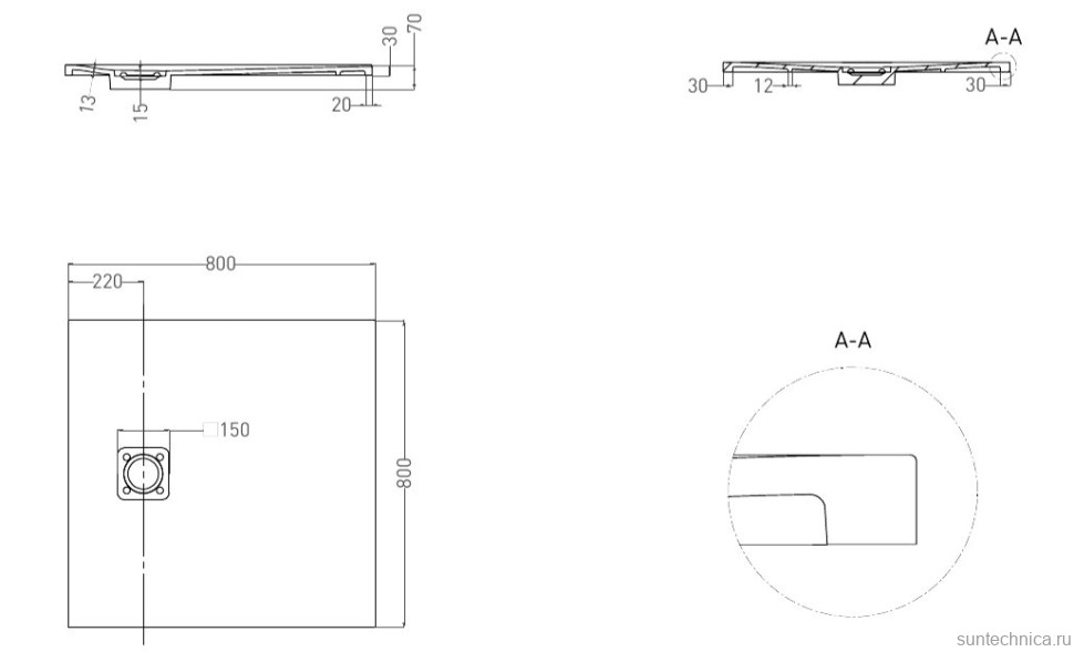 Поддон для душа Salini Oasi 80x80 см, S-Stone, матовый