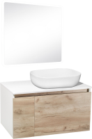 Мебель для ванной комнаты Runo Бари 80 крафтовый дуб, раковина Cuatro 50