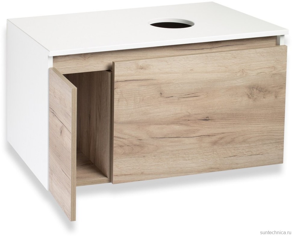 Мебель для ванной комнаты Runo Бари 80 крафтовый дуб, раковина Cuatro 50