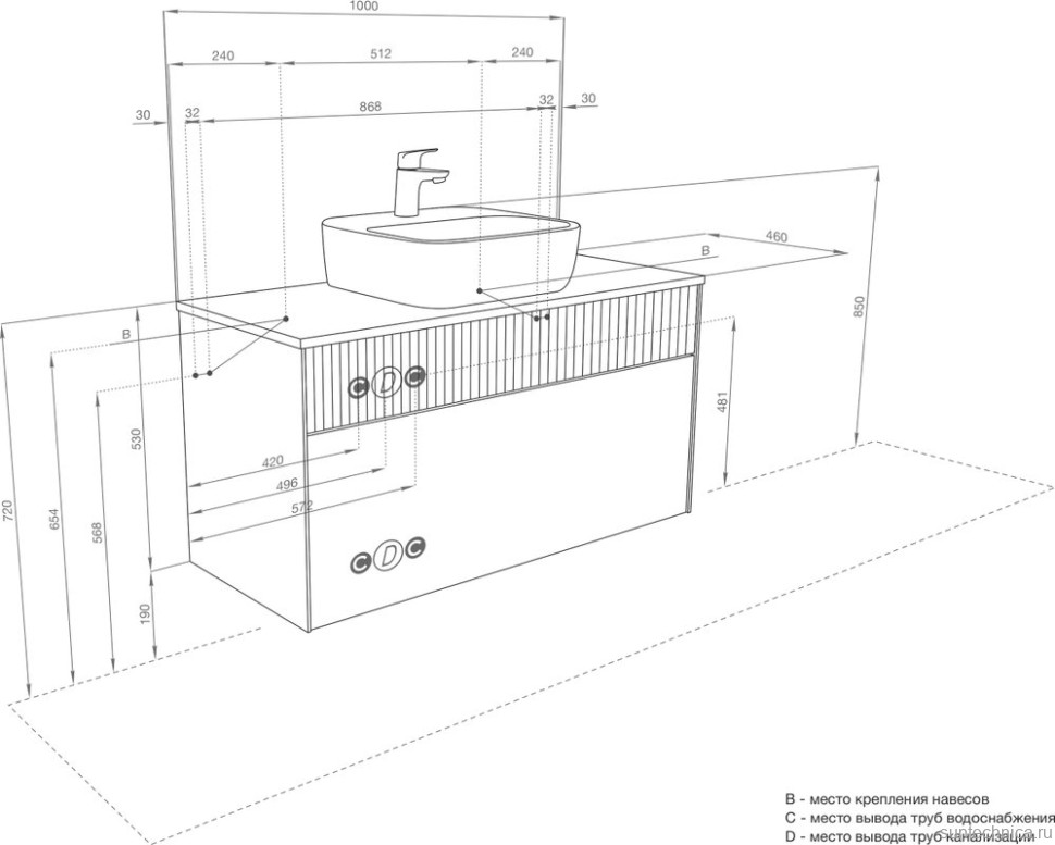 Мебель для ванной комнаты AQUATON Марбл 100 слэйт, белая матовая, раковина 1WH501709