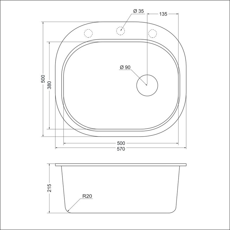 Мойка кухонная Emar Quartz EMQ-1570.C Морион