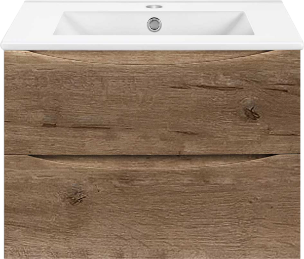 Тумба под раковину Vincea Mia Slim 70, подвесная, 2 ящика, дуб винтаж