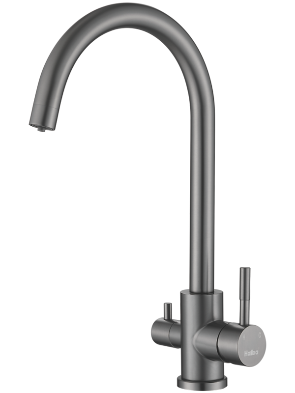 Смеситель для кухни Haiba HB43828-3 оружейная сталь