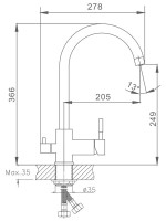 Смеситель для кухни Haiba HB43828-3 оружейная сталь