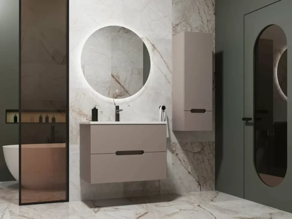 Шкаф пенал для ванной Style Line Матис 36 Plus подвесной, тауп темный