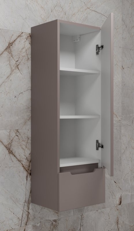 Шкаф пенал для ванной Style Line Матис 36 Plus подвесной, тауп темный