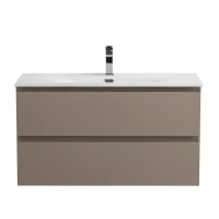 Тумба с раковиной BelBagno Kraft 100 подвесная, матовая бежевая, раковина bb-8099-100