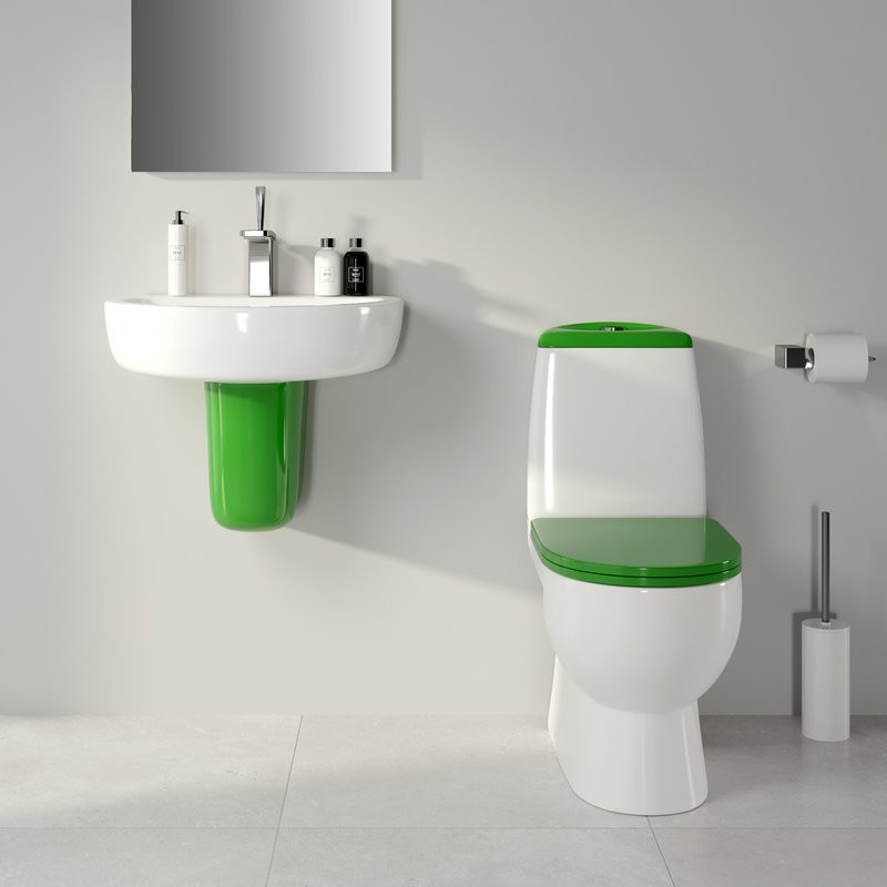 Унитаз-компакт напольный Sanita luxe Best Comfort с микролифтом, белый, зеленый