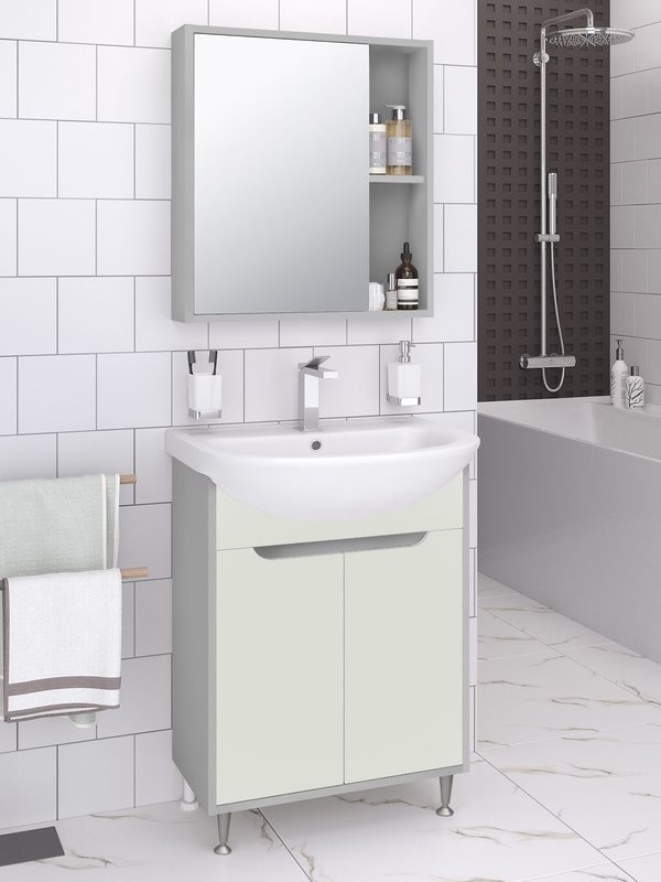 Мебель для ванной комнаты Runo Эконова 50 напольная, серо-оливковая