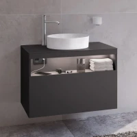 Тумба с раковиной Keuco Stageline 32864 80 см, с подсветкой, розеткой и точкой зарядки USB и USB-C, вулканит