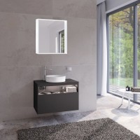 Тумба с раковиной Keuco Stageline 32864 80 см, с подсветкой, розеткой и точкой зарядки USB и USB-C, вулканит