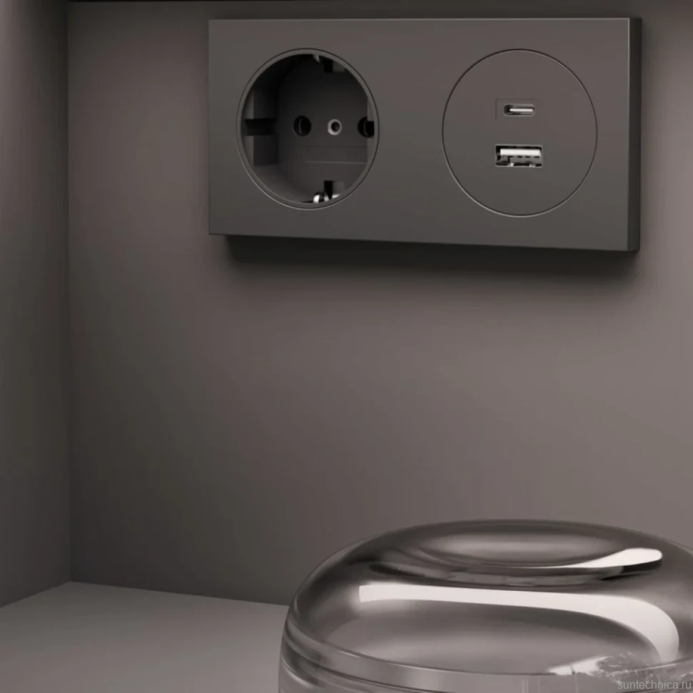 Тумба с раковиной Keuco Stageline 32864 80 см, с подсветкой, розеткой и точкой зарядки USB и USB-C, вулканит