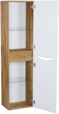 Шкаф пенал для ванной IDDIS Cloud белый, золотистый дуб