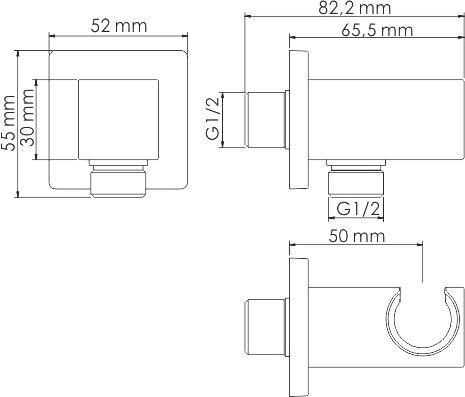 Шланговое подключение Wasserkraft Glan A185 с держателем для душа