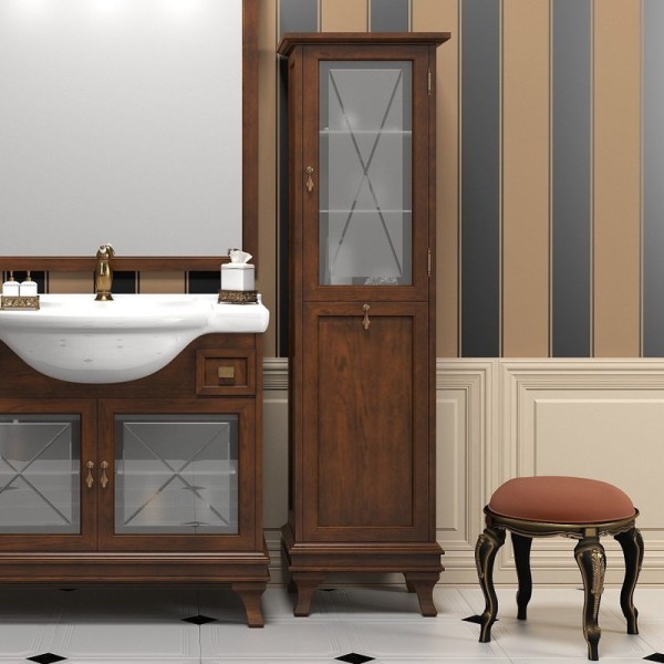 Шкаф пенал для ванной Opadiris Борджи R светлый орех