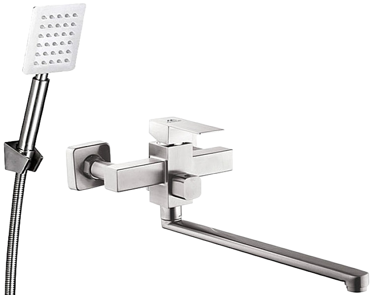 Смеситель с длинным изливом для ванны Fashun A52202 сатин