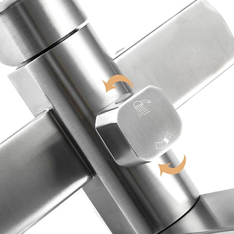 Смеситель с длинным изливом для ванны Fashun A52202 сатин